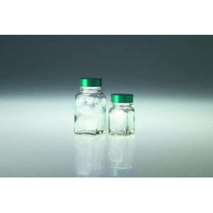 Clear Glass Square Tablet Bottles. Pulp-Vinyl Lined Caps