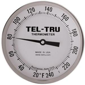 Adjustable-Angle Head Dial Thermometers, 5" Face with 2-1/2" Stem