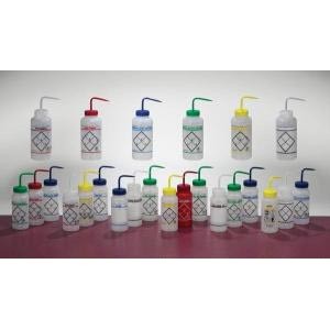 500mL Wide Mouth Safety Labeled Wash Bottles. Color-Coded