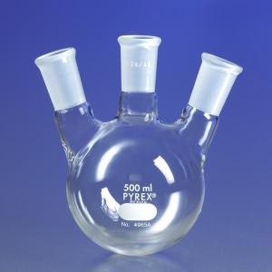 PYREX® Three Neck Distilling Flasks, Angle Type with 24/40 Joints