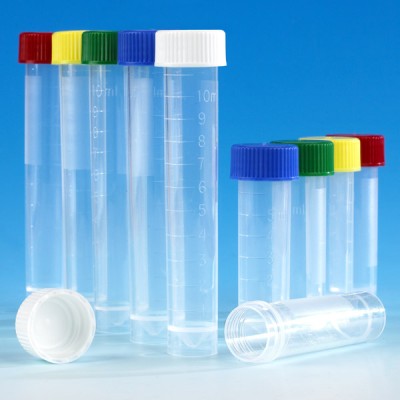 Transport Tube, with Screw Cap, PP, Conical Bottom, Self-Standing, Molded Graduations