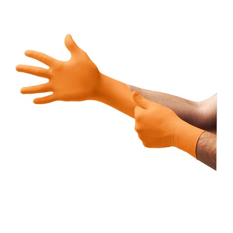 Blaze N48 High Visibility Powder-Free Nitrile Gloves w/ Extended Cuff