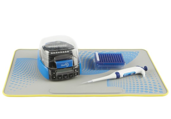 Lab Mat, Silicone Bench Protector, Yellow-Grey/Blue