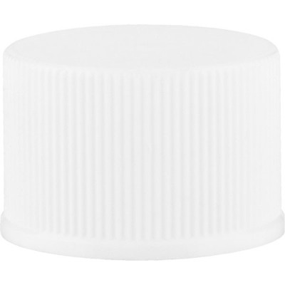 20 mm 20-410 White Ribbed (Matte Top) Plastic Cap w/Foam Liner (F217)