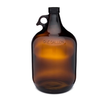 1 Gal Amber Glass Growler (Black Phenolic Cap)