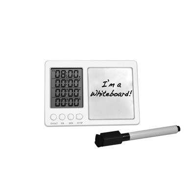 Lab Alert® Timer with Whiteboard and Pen, White
