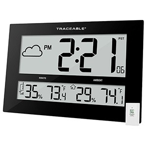 Traceable® GIANT-DIGITS Radio Atomic Clock with Ambient/Remote Temperature