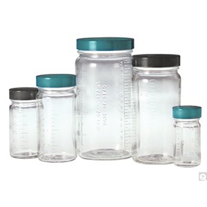 BOTTLE, 1 OZ, WIDE MOUTH, CLEAR GLASS, GRADUATED STRAIGHT SIDE