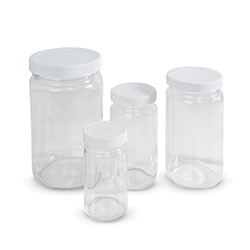 Clear Wide-Mouth Environmental Sample Jars, Tall Form. I-Chem